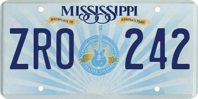 MS license plate ZRO242