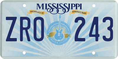 MS license plate ZRO243