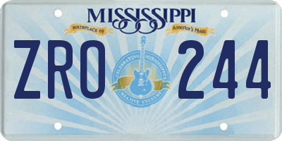 MS license plate ZRO244