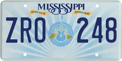 MS license plate ZRO248