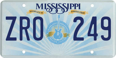 MS license plate ZRO249