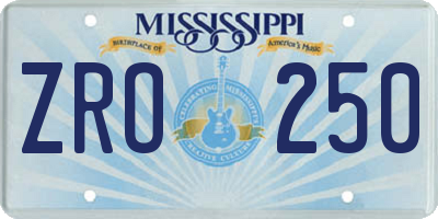 MS license plate ZRO250