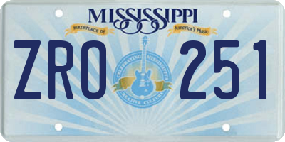 MS license plate ZRO251