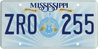 MS license plate ZRO255