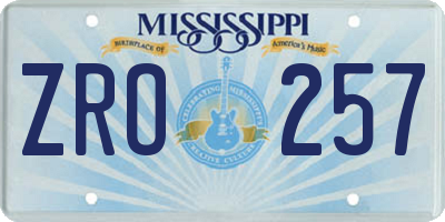MS license plate ZRO257