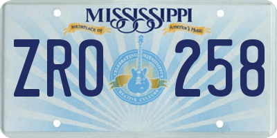 MS license plate ZRO258