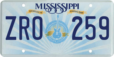 MS license plate ZRO259