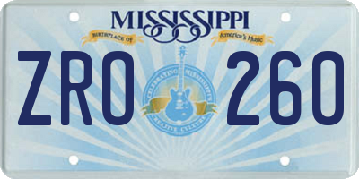 MS license plate ZRO260