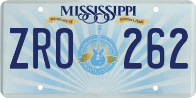 MS license plate ZRO262