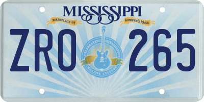 MS license plate ZRO265