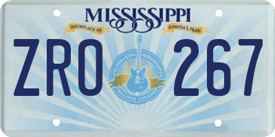 MS license plate ZRO267