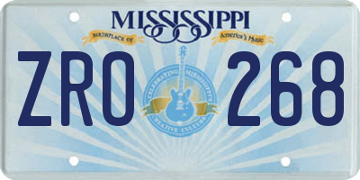 MS license plate ZRO268