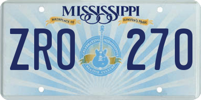 MS license plate ZRO270