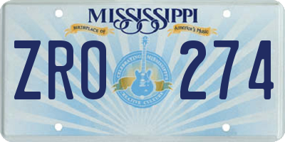 MS license plate ZRO274