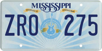 MS license plate ZRO275