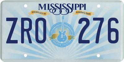 MS license plate ZRO276