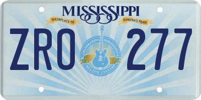 MS license plate ZRO277