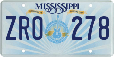 MS license plate ZRO278