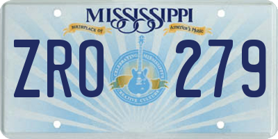 MS license plate ZRO279