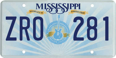 MS license plate ZRO281
