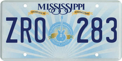 MS license plate ZRO283