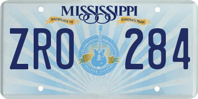 MS license plate ZRO284