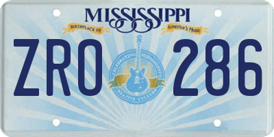 MS license plate ZRO286