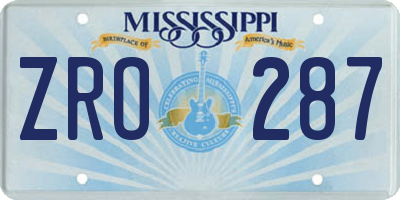 MS license plate ZRO287