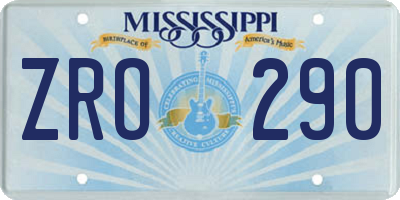 MS license plate ZRO290