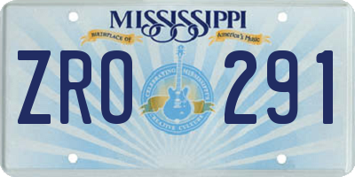 MS license plate ZRO291