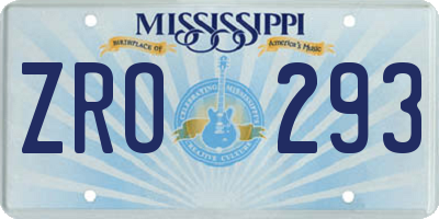MS license plate ZRO293