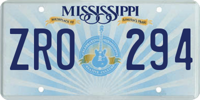 MS license plate ZRO294