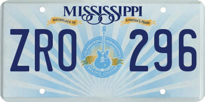MS license plate ZRO296