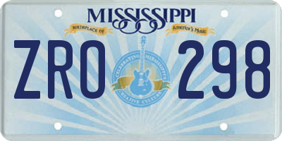 MS license plate ZRO298