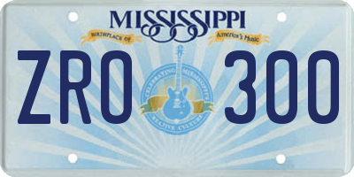 MS license plate ZRO300