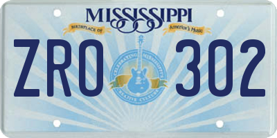 MS license plate ZRO302