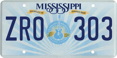 MS license plate ZRO303