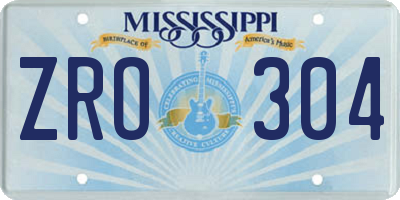 MS license plate ZRO304