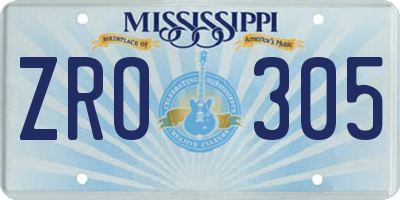 MS license plate ZRO305
