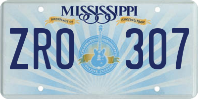 MS license plate ZRO307