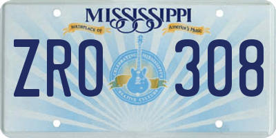 MS license plate ZRO308