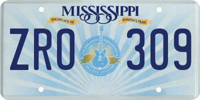 MS license plate ZRO309