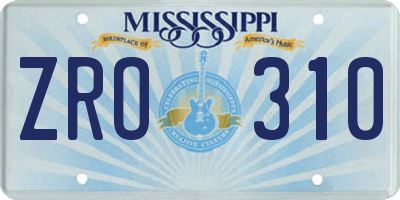 MS license plate ZRO310