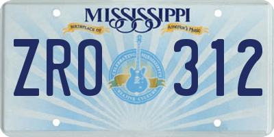 MS license plate ZRO312