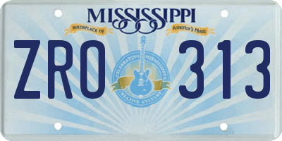 MS license plate ZRO313