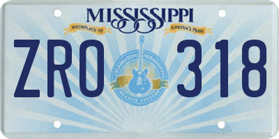 MS license plate ZRO318