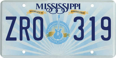 MS license plate ZRO319