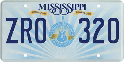 MS license plate ZRO320