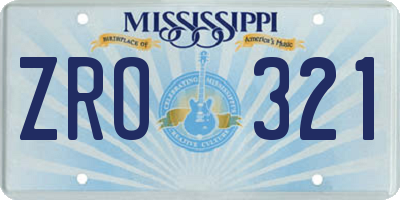 MS license plate ZRO321