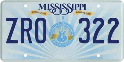MS license plate ZRO322